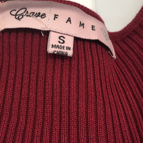 CRAVE FAME Juniors Red Ribbed Sheath Sweater Dress S - Picture 4 of 7
